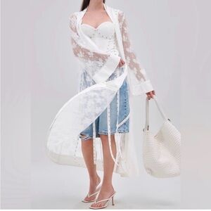 AKIRA Sheer White Lace Overlay